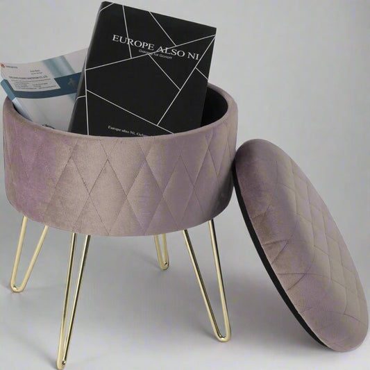 Tabouret Velours - VelvetRoundPuff™ - Rose