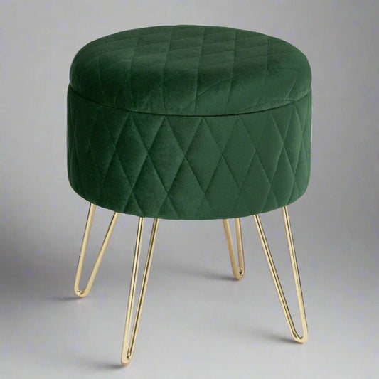Tabouret Velours - VelvetRoundPuff™ - Vert Foncé